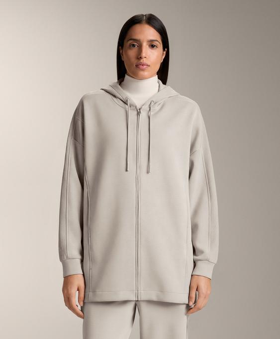 OYSHO Длинная куртка с капюшоном, детали в рубчик, из модала с начесом купить с доставкой.