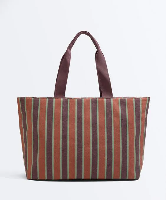 Холщовая сумка-шопер в полоску- Заказать в России