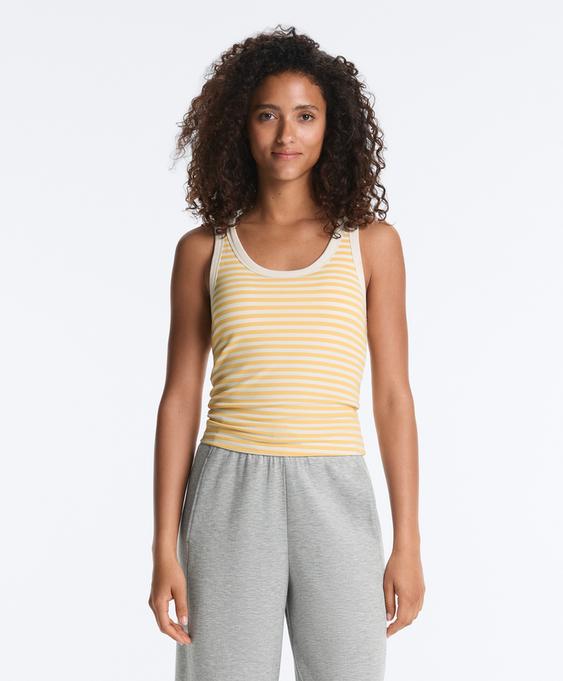 OYSHO Удлиненный майка - топ в рубчик с круглым вырезом из модала