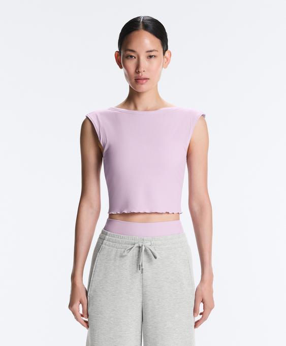 OYSHO Майка - топ с коротким рукавом из смесового модала в рубчик