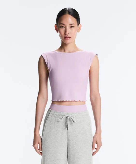 Майка - топ с коротким рукавом из смесового модала в рубчик