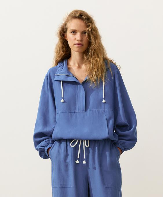 OYSHO Толстовка на молнии с передним карманом, смесовый лиоцелл и лен купить с доставкой.