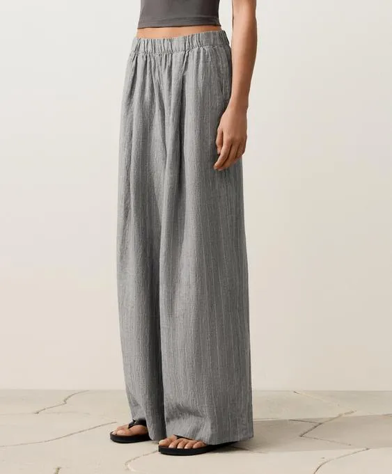 Брюки широкого кроя из 100%-го льна- Заказать в России