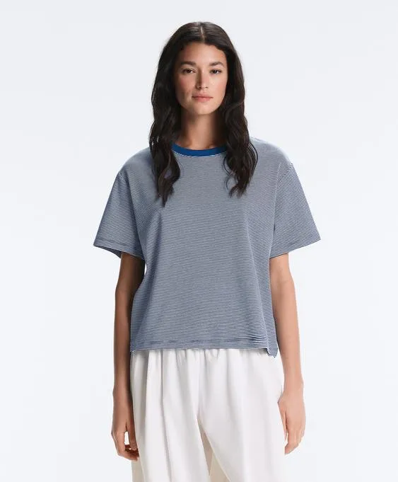 Футболка Boxy с короткими рукавами из смесового хлопка в полоску- Заказать в России