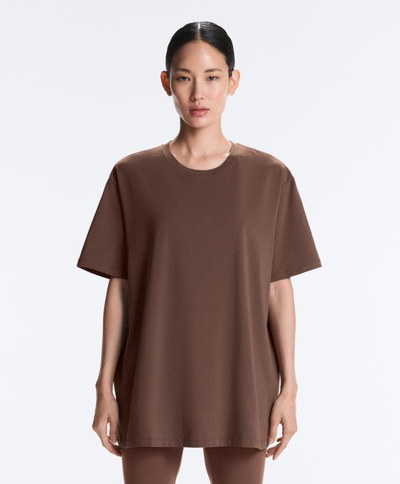 OYSHO Футболка OVERSIZE с короткими рукавами из смесового хлопка