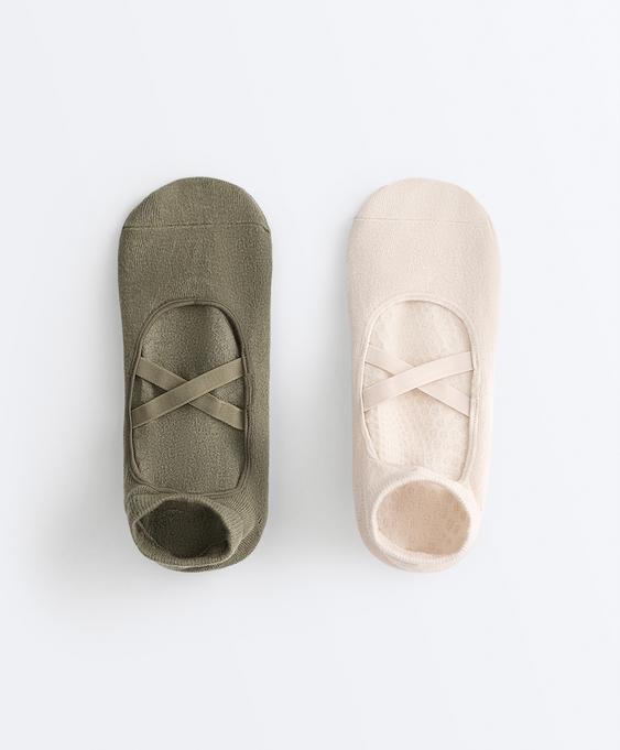 OYSHO 2 пары носков-SNEAKER из смесового хлопка с лентами для йоги и пилатеса купить с доставкой.