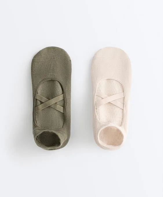 2 пары носков-sneaker из смесового хлопка с лентами для йоги и пилатеса- Заказать в России