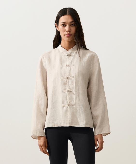 OYSHO Куртка-мао из 100%-го льна на пуговицах купить с доставкой.