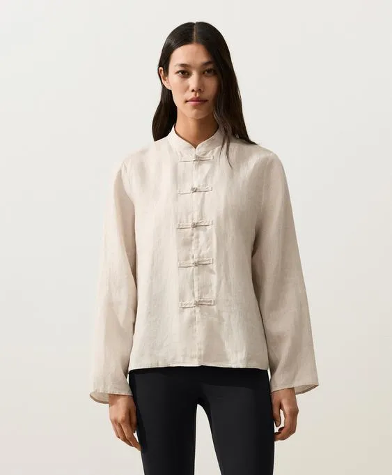 Куртка-мао из 100%-го льна на пуговицах- Заказать в России