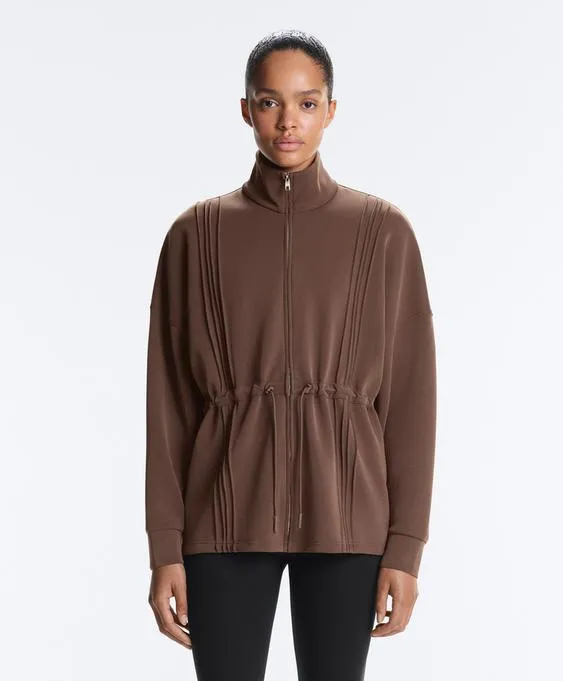 Длинная куртка в рубчик с модалом и воротником-стойкой- Заказать в России