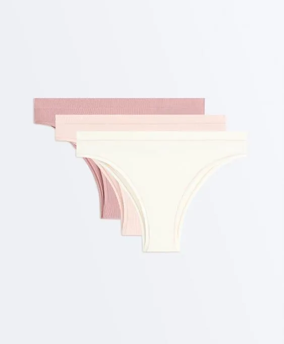 OYSHO Набор из 3 хлопковых трусов бразильяно в рубчик