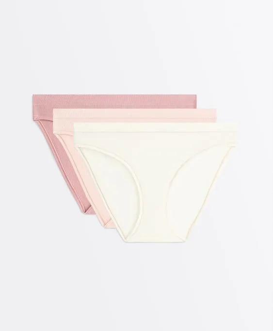 3 классических трусов в рубчик с хлопком