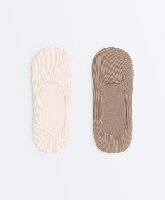 OYSHO 2 пары носков-следков из микрофибры в рубчик со средним вырезом