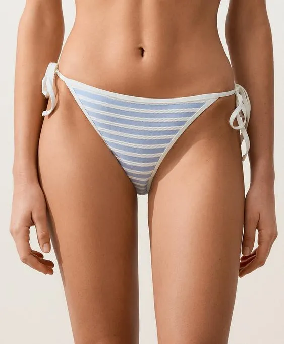 Полуоткрытые плавки бикини на завязках в полоску- Заказать в России