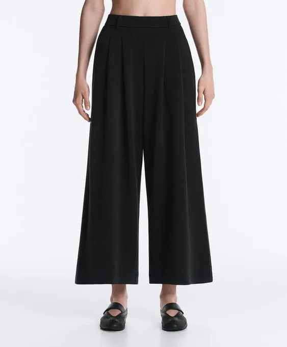 Широкие брюки-Crop с модалом, мягкие на ощупь, со складками- Заказать в России