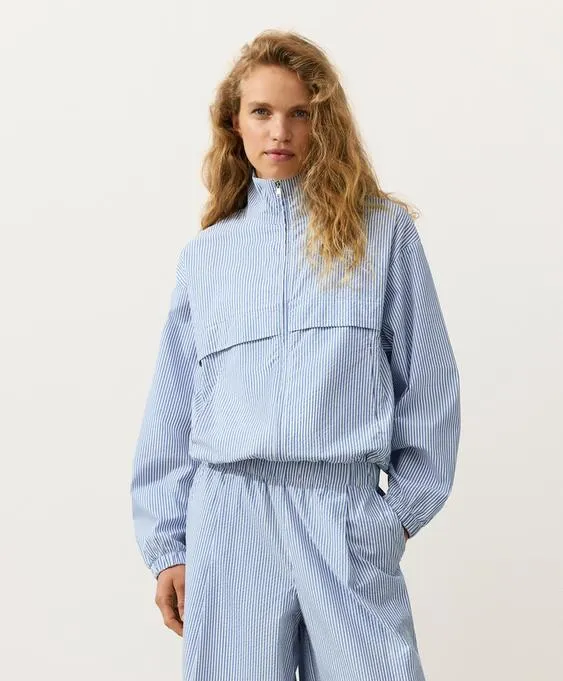 Куртка-track из смесового хлопка в полоску