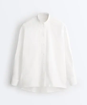 Рубашка с воротником-стойкой из 100% хлопка- Заказать в России