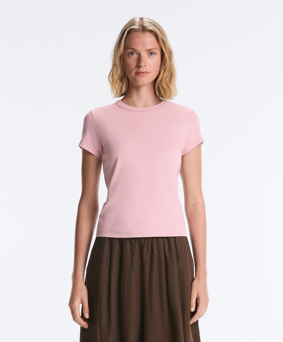 OYSHO Футболка RIB FIT из смесового хлопка