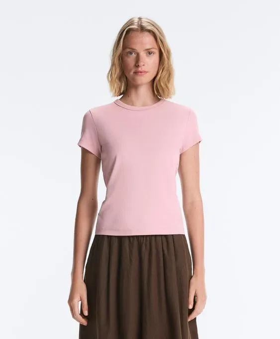 Футболка Rib Fit из смесового хлопка- Заказать в России