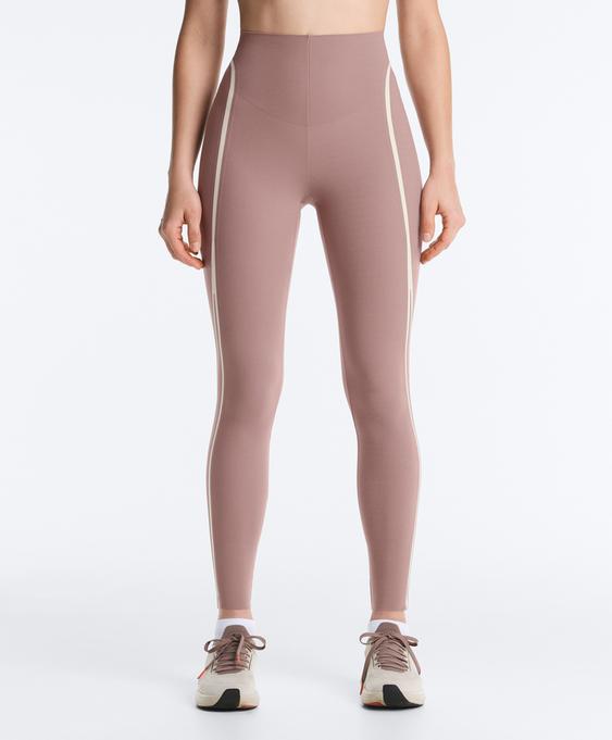 OYSHO HIGH-RISE COMPRESSIVE CORE-CONTROL ANKLE-LENGTH LEGGINGS WITH CONTRAST DETAILS
