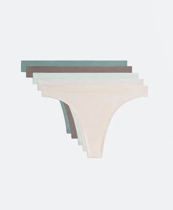 5 бесшовных трусов танга Seamless Soft touch с логотипом- Заказать в России