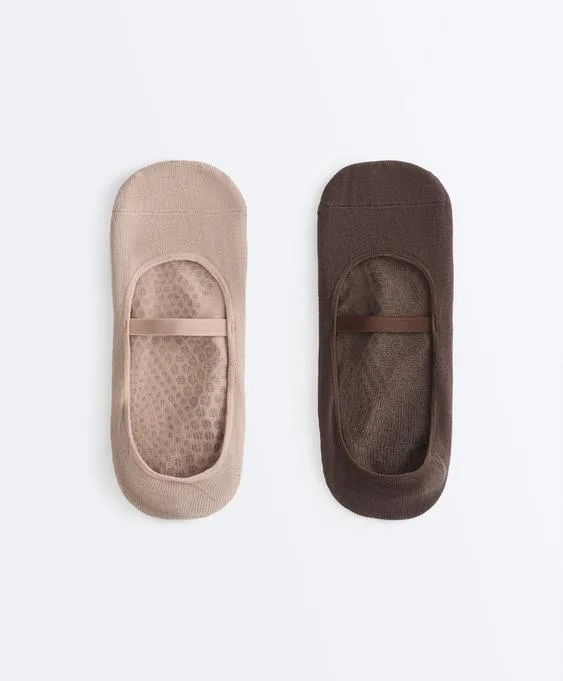 2 pairs of invisible cotton blend yoga and Pilates socks with crossover strap- Заказать в России