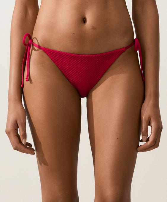 OYSHO Полуоткрытые плавки бикини на завязках из ткани WAFFLE