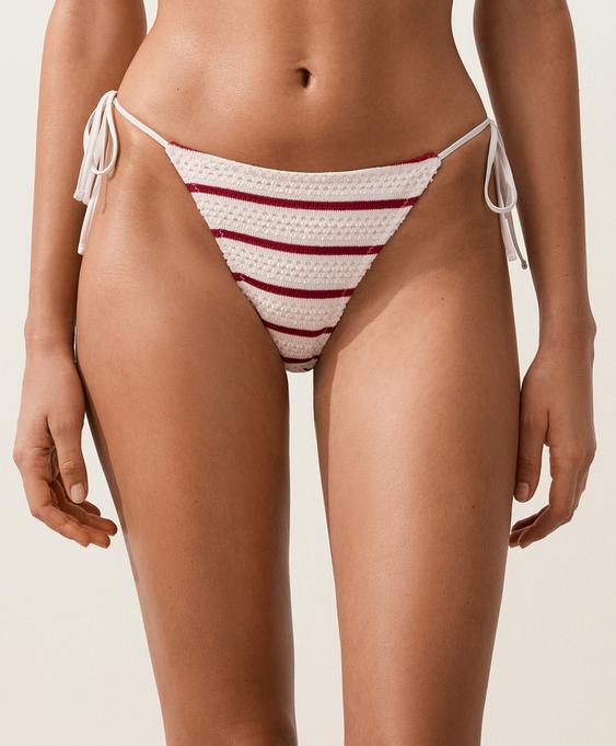 OYSHO Полуоткрытые плавки бикини из вязаного полотна в полоску