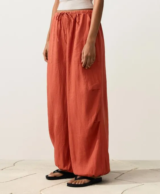 Брюки-блумберы карго из 100%-го льна- Заказать в России