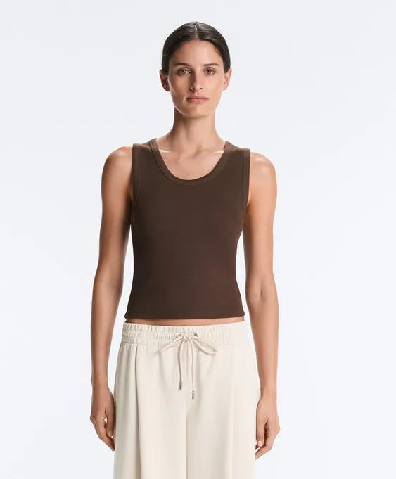 Майка Rib с широкими бретельками из хлопка и модала- Заказать в России