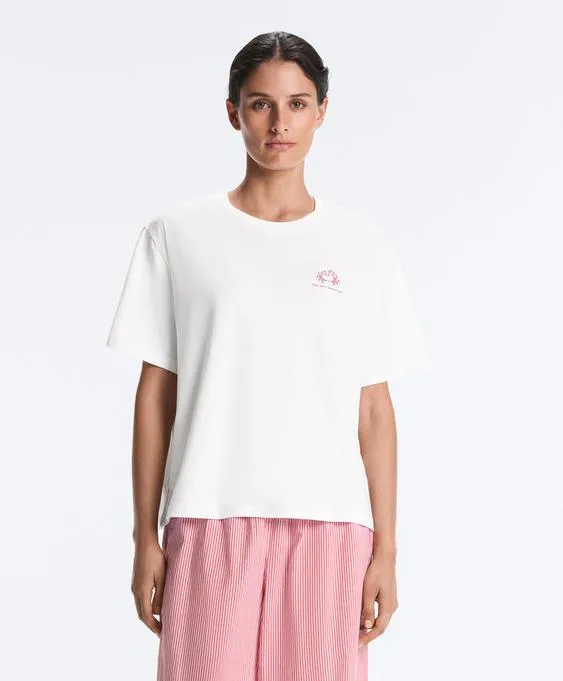 Футболка boxy с короткими рукавами и надписью из смесового хлопка- Заказать в России