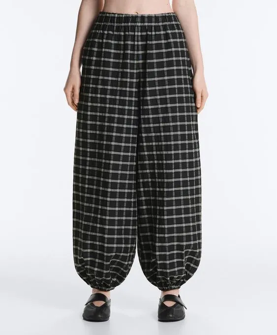 Брюки-блумеры в клетку из хлопка- Заказать в России