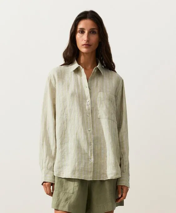 Рубашка свободного кроя из 100%-го льна- Заказать в России