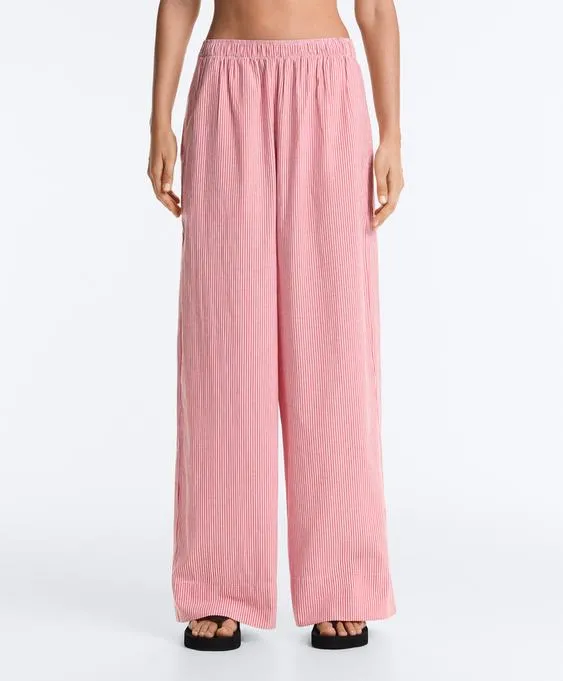 Прямые брюки из 100% хлопка в полоску- Заказать в России