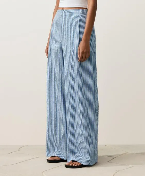 Прямые брюки из смесового хлопка в полоску- Заказать в России