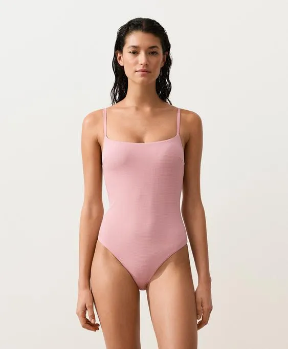 Купальник в полоску с треугольными чашками- Заказать в России