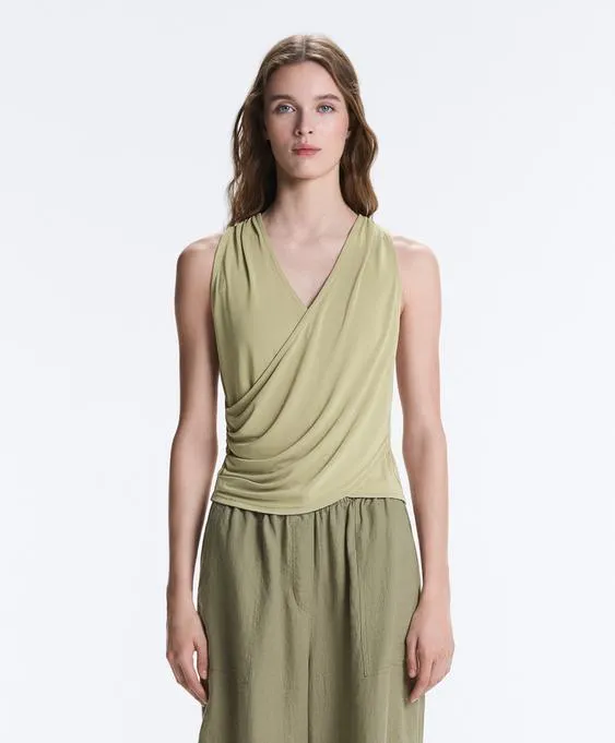 Футболка из смесового модала на запах- Заказать в России