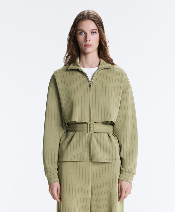 OYSHO Куртка BOXY с эффектом накидки, из модала, в тонкую полоску