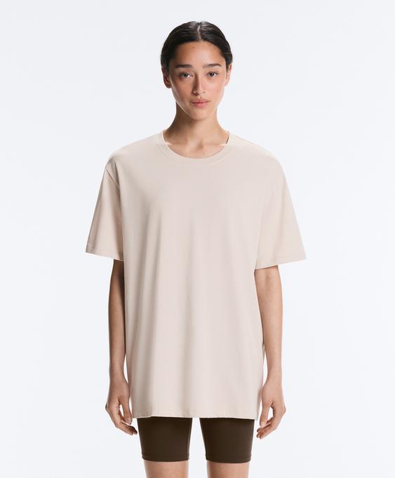 OYSHO Футболка OVERSIZE с короткими рукавами из смесового хлопка
