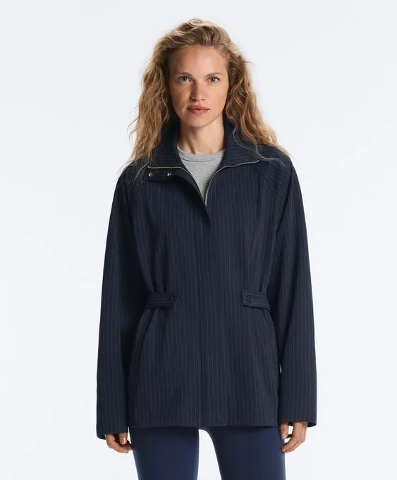 OYSHO Длинная куртка в тонкую полоску с воротником-стойкой