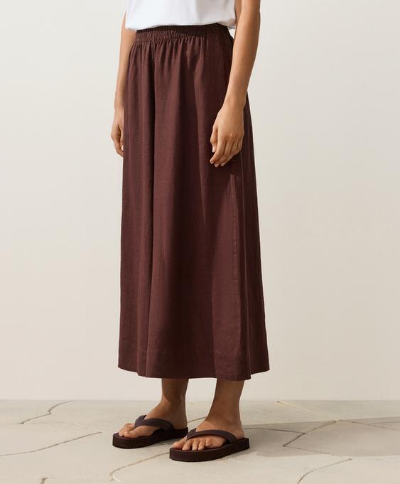 OYSHO Укороченные льняные брюки SUPER WIDE LEG купить с доставкой.