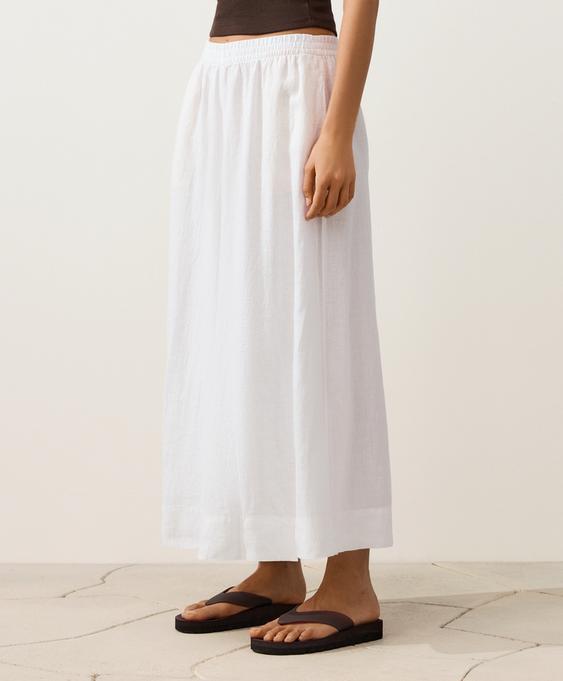 OYSHO Укороченные льняные брюки SUPER WIDE LEG купить с доставкой.