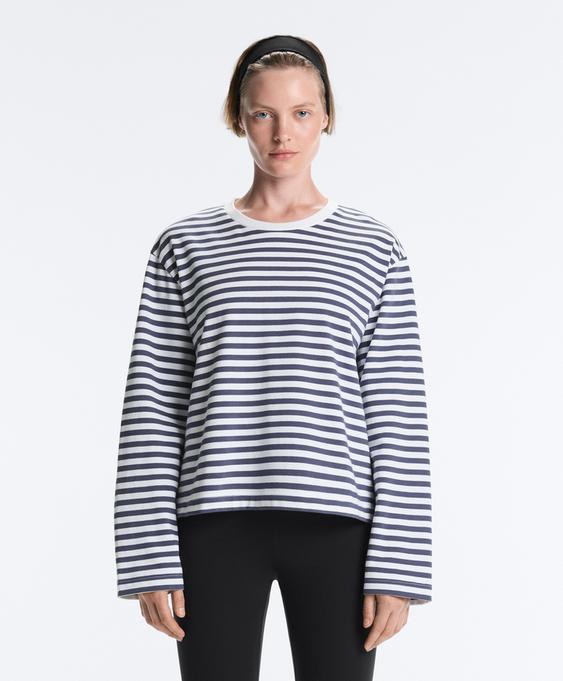 OYSHO T-SHIRT BOXY MANGA COMPRIDA 100% ALGODãO RISCAS купить с доставкой.