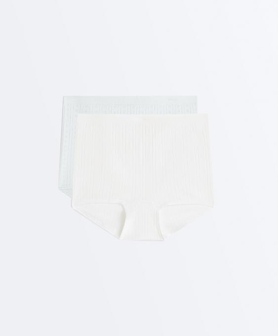 OYSHO 2 бесшовных труса-шорта SOFT TOUCH с ажурным узором купить с доставкой.