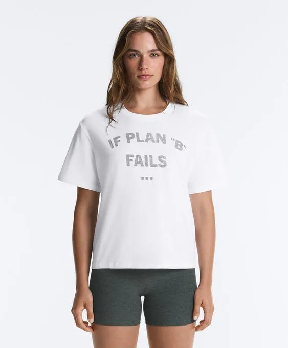Boxy cotton blend T-shirt with slogan- Заказать в России