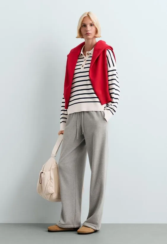 Striped knit polo jumper