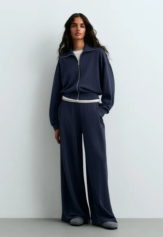 Pinstripe boxy jacket with modal- Заказать в России