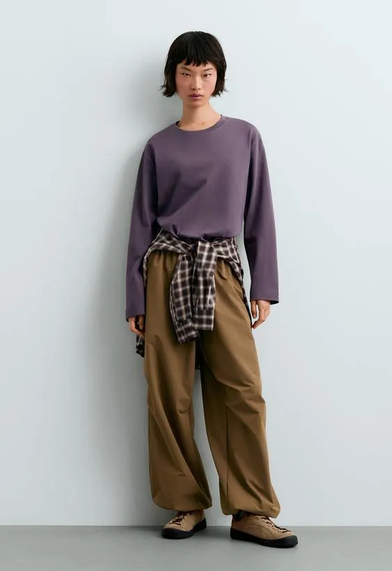Relaxed Fit long sleeve 100% cotton T-shirt- Заказать в России