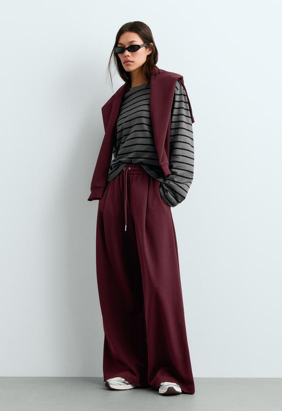OYSHO Брюки WIDE LEG из хлопка пике