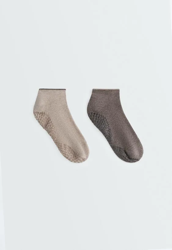 2 pairs of cotton blend Sneaker yoga and Pilates socks